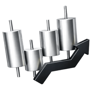 3D-icoon van een candlestick-handelsgrafiek op de over-ons-pagina van RijksLedger+AI